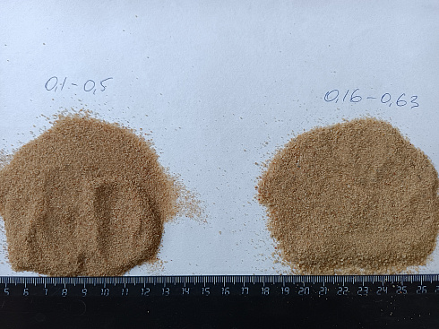 Кварцевый песок для площадок фр. 0,16-0,63 мм.  купить в Новосибирске фото Камень Клуб