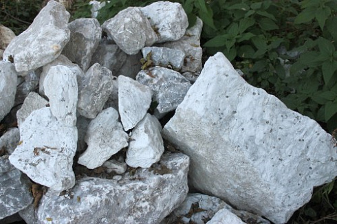 Kamenclub.ru: Мраморизированный известняк фр. 100-500 мм.  купить в Новосибирске известняк серый белый темно-серый сероватый валун природного образования окатанный 10500 руб/т   фото КАМЕНЬ КЛУБ
