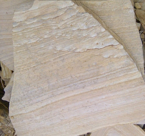 Kamenclub.ru: Песчаник пластушка желтый с рисунком (4-6 см)  купить в Новосибирске плитняк пластушка желтый с рисунком песчаник 9 000 руб/м3   фото КАМЕНЬ КЛУБ