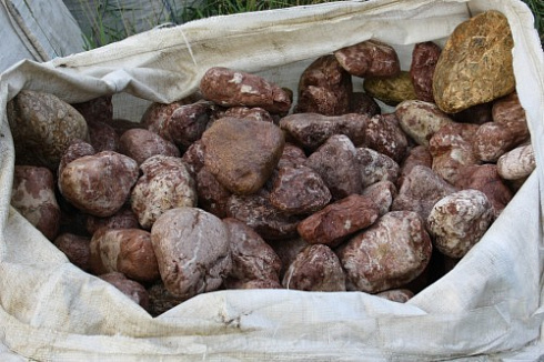 Kamenclub.ru: Розовый валунчик фр.100-300 мм.  купить в Новосибирске крупный природный камень розовый, серый молочный красный речной галечник природный 7850 руб/т   фото КАМЕНЬ КЛУБ