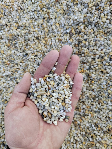 фото Галька крымская жемчужная фр. 3-5 мм. купить в Новосибирске  в интернет-портале КАМЕНЬ КЛУБ